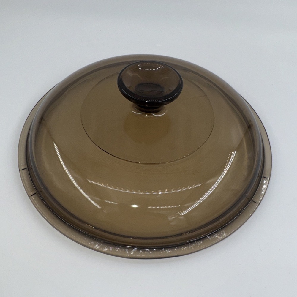Pyrex Corning Visions Glass Lid Brown Replacement V-2 5-C 7.5" Inner Diameter